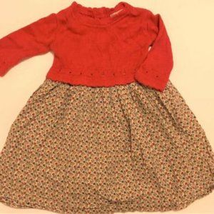 PETIT POIDS Girls' Boutique Knit & Floral LSl Dress ~ Sz 18m